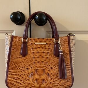 Brahmin Small Lena Dark Rum Caleb Satchel.